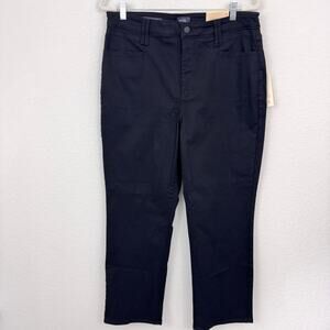 NYDJ Women Bailey Relaxed Ankle Straight Pant Sz 14 Lift Tuck Tech Stretch Black